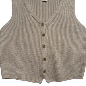 Sincerely Jules Beige V-Neck Button Knit Vest